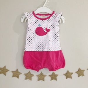 Pink whale romper